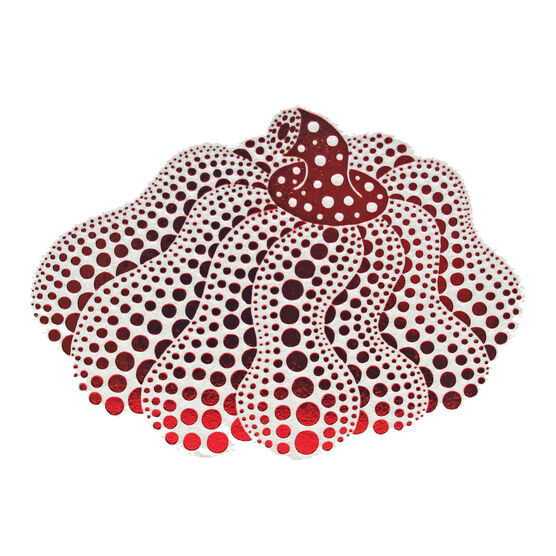 Yayoi Kusama Dancing Pumpkin white & red postcard - front flat